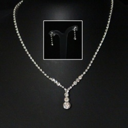 NECKLACE SET RHINESTONE CLEAR S/P